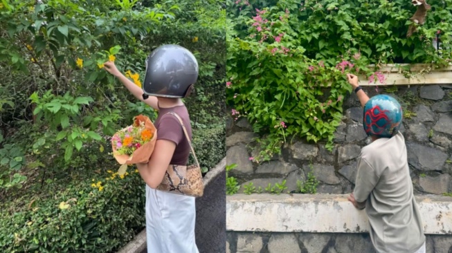 Kencan Sederhana Ariel Tatum dan Daffa Wardhana Tuai Pujian: Naik Vespa Jadul, Petik Bunga Tetangga (TikTok)