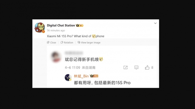 Xiaomi 15S Pro Lin Bin Akan Dilengkapi Chipset Bikinan Sendiri, Sabtu (7/4/2025). [Gizmochina]