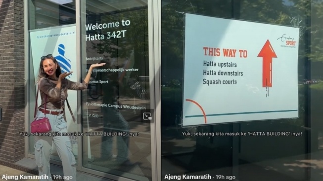 Penampakan bagian depan HATTA BUILDING di Universitas Erasmus Rotterdam Belanda. [TikTok/@ajeng.kamaratih_]
