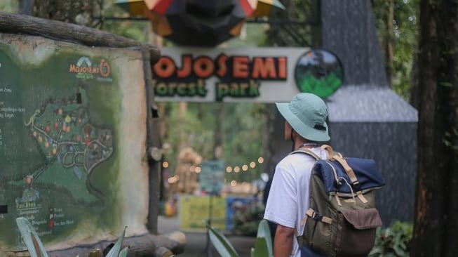 Tempat wisata di Magetan yang cukup banyak diincar wisatawan salah satunya Mojosemi Forest Park yang menawarkan taman dinosaurus dan juga ada spot foto menarik. (Instagram)