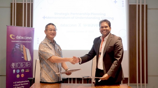 Kolaborasi Datacomm dan Wavenet Percepat Transformasi Digital, Jumat (18/4/2025). [Datacomm]