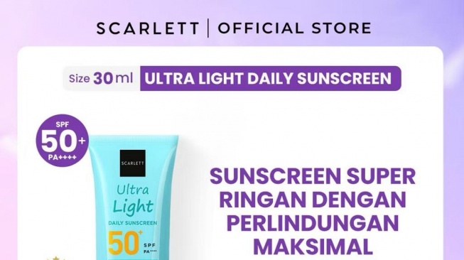 Scarlett Whitening Ultra Light Daily Sunscreen SPF 50+ PA+++ (Shopee/Scarlett Whitening Official Shop)