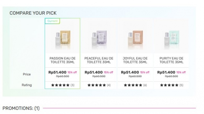 Rekomendasi parfum wanita tanpa alkohol. (Warsons)