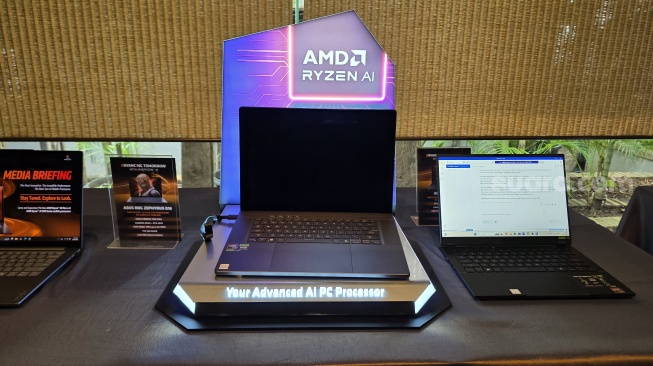 Peluncuran AMD Ryzen AI 300 dan AMD Ryzen AI Max yang digelar di Kawasan Sudirman, Jakarta, Kamis (24/4/2025). [Suara.com/Dicky Prastya]