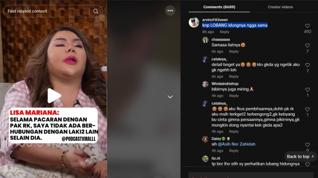 penampilan Lisa Mariana di podcast Richard Lee tuai sorotan warganet (TikTok/@podcastviralll)