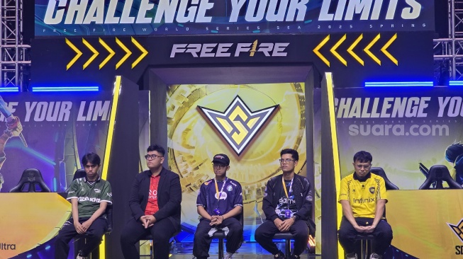 Konferensi pers Garena FFWS SEA 2025 Spring, turnamen Free Fire tingkat Asia Tenggara, yang digelar di kawasan Jakarta Selatan, Jumat (25/4/2025). [Suara.com/Dicky Prastya]