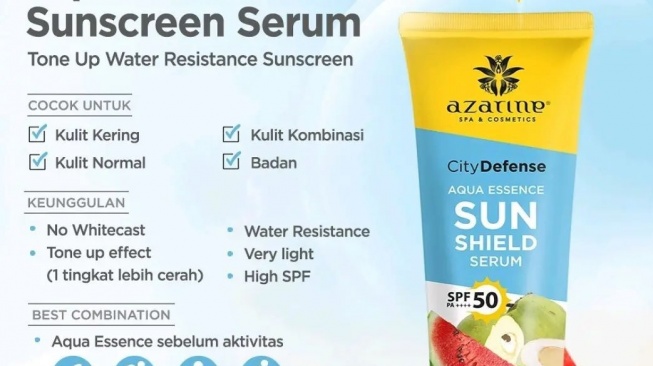 Azarine City Defense Aqua Essence Sun Shield Serum SPF 50 PA++++. [Instagram/@azarinecosmeticofficial]