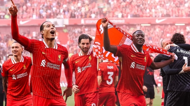Liverpool juara Liga Inggris musim 2024/2025. Kepastian The Reds juara musim ini setelah di pekan ke-34 meraih kemenangan 5-1 atas Tottenham [Instagram Liverpool]