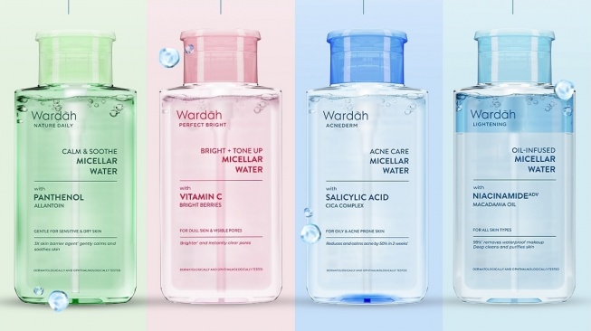 Wardah micellar water: Wardah Perfect Bright + Tone Up Micellar Water dalam kemasan botol merah muda. [Instagram/@wardahbeauty]