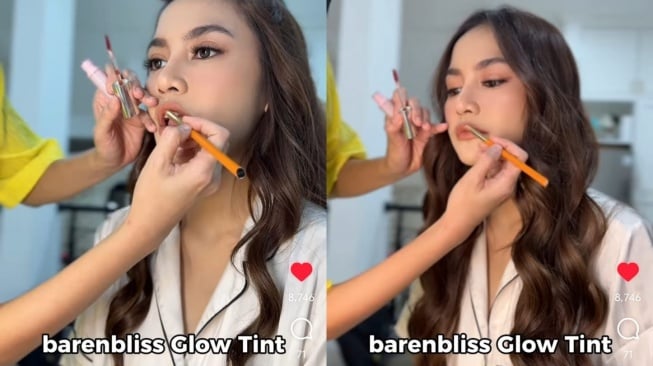 Mahalini Raharja dirias oleh MUA Rossy Pramita dengan barenbliss Glow Tint. [Instagram/@ochiipramita]