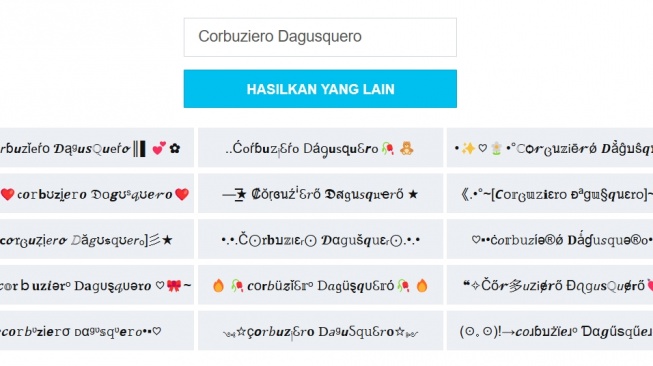 Tangkapan layar contoh penggunaan Nickfinder untuk bikin nickname keren akun FF. (Nickfinder)