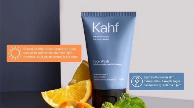 Sabun pembersih wajah untuk pria - Kahf Skin Energizing & Brightening Face Wash.