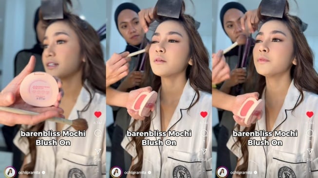 Mahalini Raharja dirias oleh MUA Rossy Pramita dengan barenbliss Mochi Blush On. [Instagram/@ochiipramita]