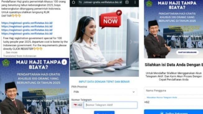 Hoaks pendaftaran haji gratis 2025. [Dok. Antara]