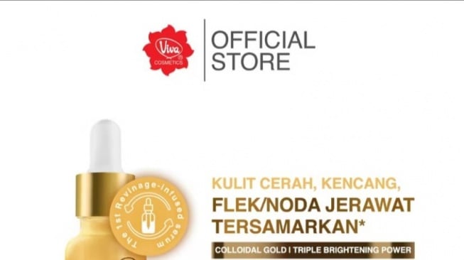 Viva Gold Whitening Serum, salah satu rekomendasi produk skincare Viva yang dapat membantu mengatasi breakout dan jerawat (Shopee/Viva Cosmetics Official Shop)