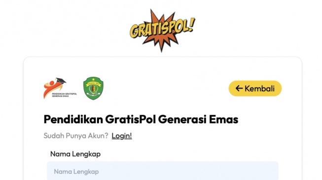 Form pendaftaran program gratispol. [kaltimtoday.co]