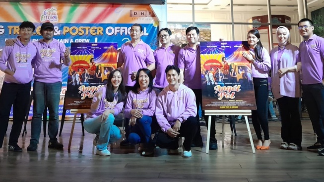 Acara rilis poster film trailer film Angel pol di kawasan Kelapa Gading, Jakarta Timur, Sabtu (2/5/2025). [DHF Entertainment]