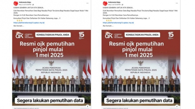 Hoaks Otoritas Jasa Keuangan (OJK) akan memutihkan utang pinjaman online (pinjol). [Ist]