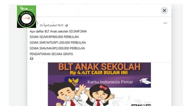 Hoaks BLT anak sekolah. [Ist]