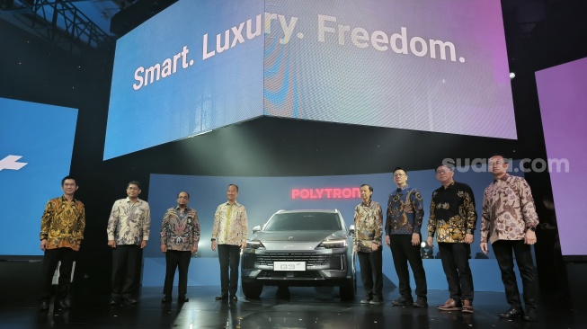 Mobil listrik Polytron G3 dan G3+ diluncurkan di Jakarta, Selasa (6/5/2025). [Suara.com/Liberty Jemadu]