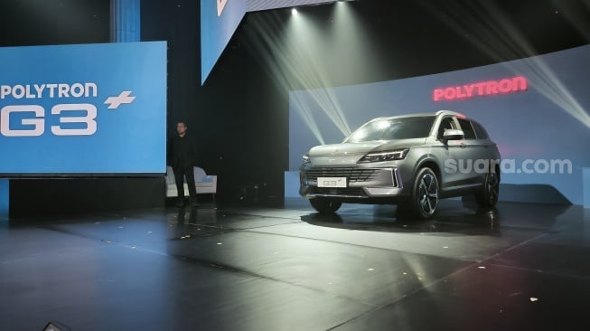 Mobil listrik Polytron G3 dan G3+ diluncurkan di Jakarta, Selasa (6/5/2025). [Suara.com/Liberty Jemadu]