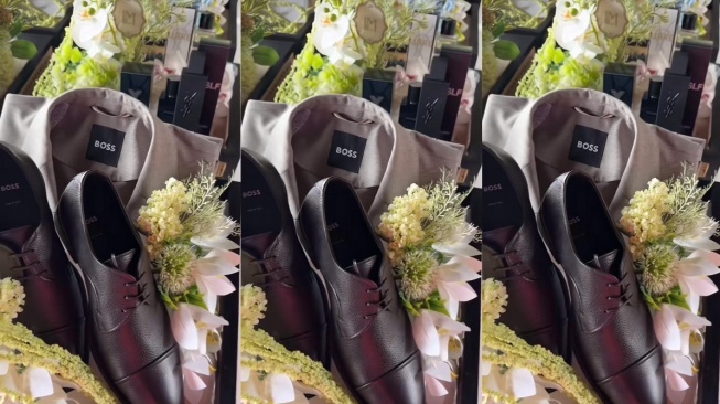 Sepatu dan Jas merek HUGO Boss menjadi seserahan yang diberikan Luna Maya untuk Maxime Bouttier (Instagram/lunamaya)