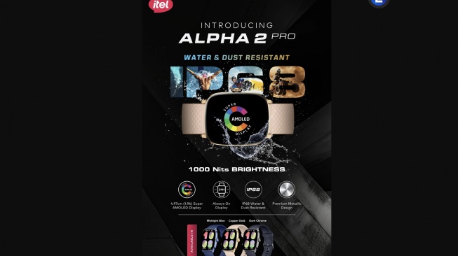 itel Alpha 2 Pro Meluncur, Smartwatch Seharga Rp 400 Ribuan, Layar AMOLED dan Baterai Gahar, Kamis (8/5/2025). [Gizmochina]