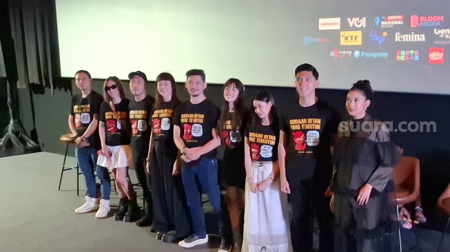Jumpa pers film Godaan Setan yang Terkutuk di Grand Indonesia, Jakarta Pusat pada Kamis, 8 Mei 2025. [Suara.com/Rena Pangesti]