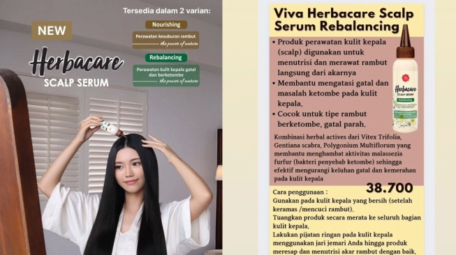 Viva Herbacare Scalp Serum Rebalancing. [Instagram/@tokovivacosmetics/@vivacosmetic_indonesia]