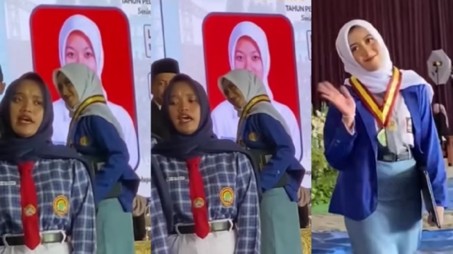 Tangkapan layar video wisuda SMA simpel tanpa kebaya dan jas di SMAN 1 Pulung menyita perhatian publik.