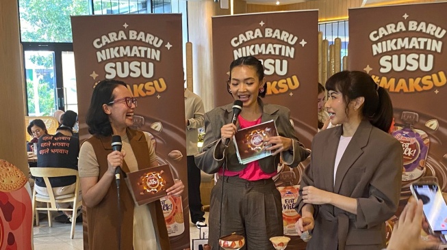 Chef sekaligus enterpreneur, Putri Miranti dalam acara perilisan Cimory Eat Milk, Kamis (8/5/2025). [Suara.com/Fajar Ramadhan]