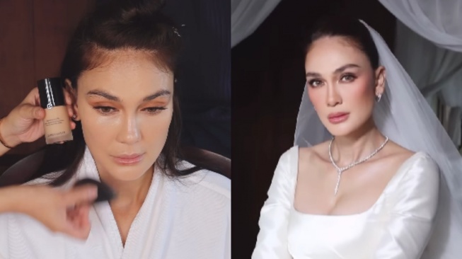 Foundation Luna Maya di hari pernikahan. [Instagram/@archangelachelsea]