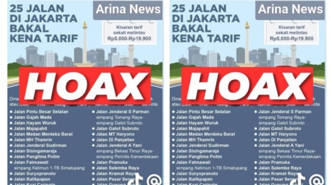 Hoaks jalan berbayar di Jakarta. [TikTok]
