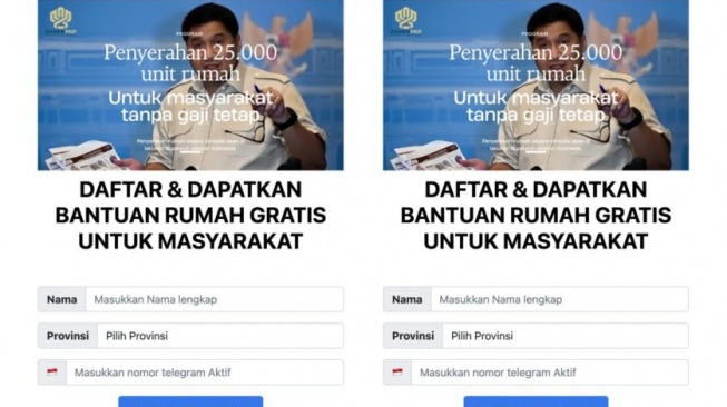 Hoaks tautan program rumah gratis. [Ist]