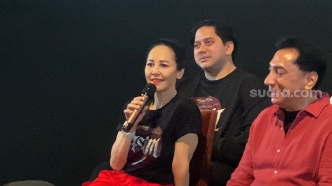 Meriam Bellina dalam konferensi pers film Dasim di kawasan Kuningan, Jakarta Selatan, Kamis, 8 Mei 2025. [Suara.com/Tiara Rosana]