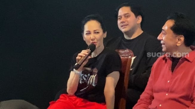 Meriam Bellina dalam konferensi pers film Dasim di kawasan Kuningan, Jakarta Selatan, Kamis, 8 Mei 2025. [Suara.com/Tiara Rosana]