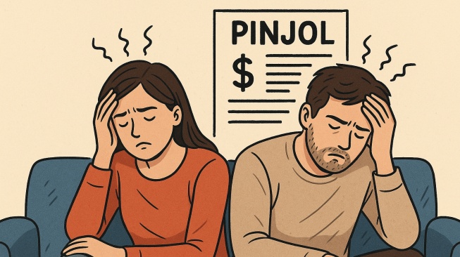 Pusing terjerat pinjol. [Dok. ChatGPT]