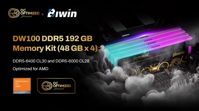 Black Opal OC LAB Gold Edition DW100 DDR5 192 GB RGB UDIMM, SSD Gen5 Biwin Black Opal Tembus 14.000 MB/s di Computex 2025. [Biwin]