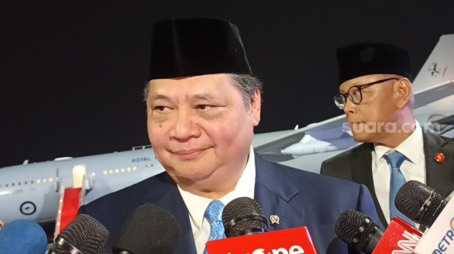 Menteri Koordinator Bidang Perekonomian Airlangga Hartarto. (Suara.com/Novian)