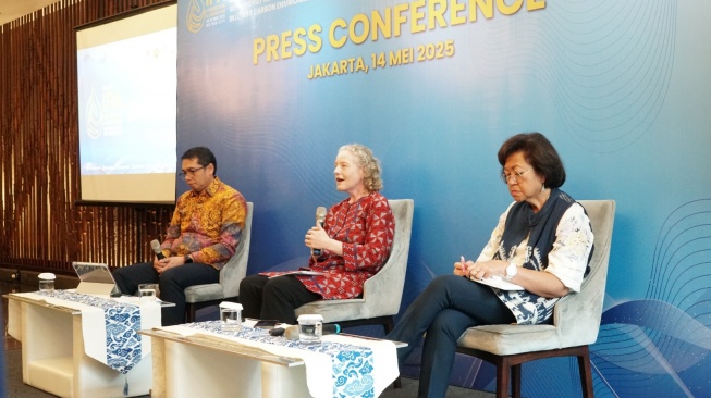 Presiden IPA, Carole J. Gall, dalam konferensi pers menuju penyelenggaraan IPA Convention and Exhibition (“IPA Convex 2025”) (Dok: Panitia IPA Convex 2025)