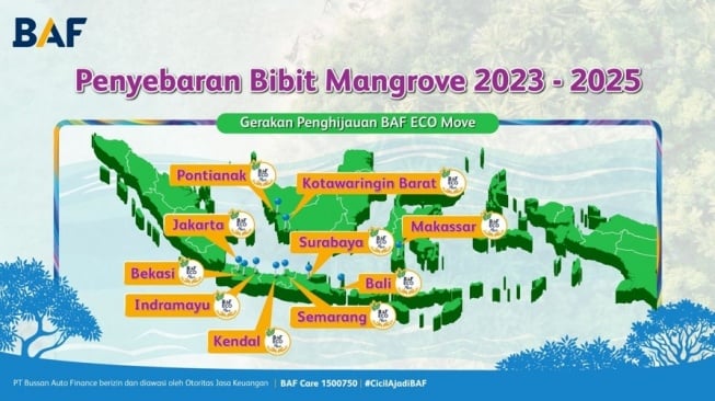 Penyebaran bibit mangrove BAF ECO Move sejak tahun 2023 (Dok: BAF)
