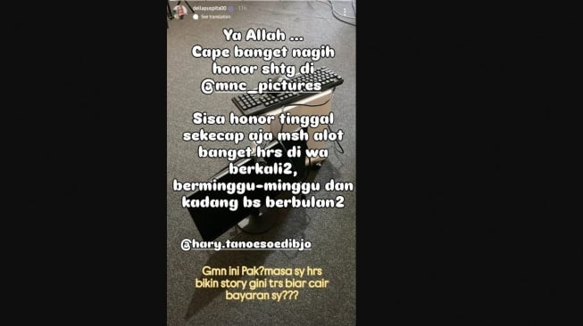 Della Puspita Geram Honor Tak Kunjung Dibayar MNC Pictures. [Instagram]