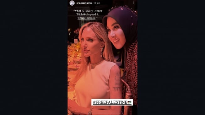 Syahrini dan Angelina Jolie (Instagram/@princesssyahrini)