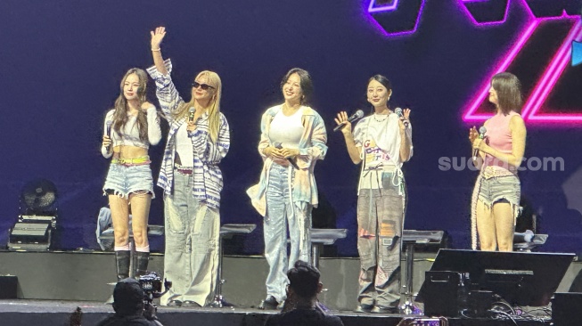 Girlband EXID dalam acara Far East Music City yang digelar Indonesia Convention Exhibition (ICE), BSD City, Tangerang pada Sabtu, 17 Mei 2025 [Suara.com/Sumarni]