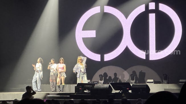 Girlband EXID dalam acara Far East Music City yang digelar Indonesia Convention Exhibition (ICE), BSD City, Tangerang pada Sabtu, 17 Mei 2025 [Suara.com/Sumarni]