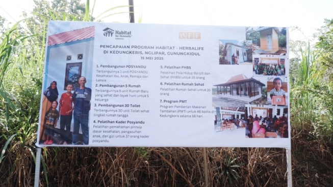 Kolaborasi Habitat for Humanity Indonesia dan Herbalife Family Foundation di Desa Kedungkeris, Kecamatan Ngilipar, Gunungkidul, Daerah Istimewa Yogyakarta. (Dok. Herbalife)