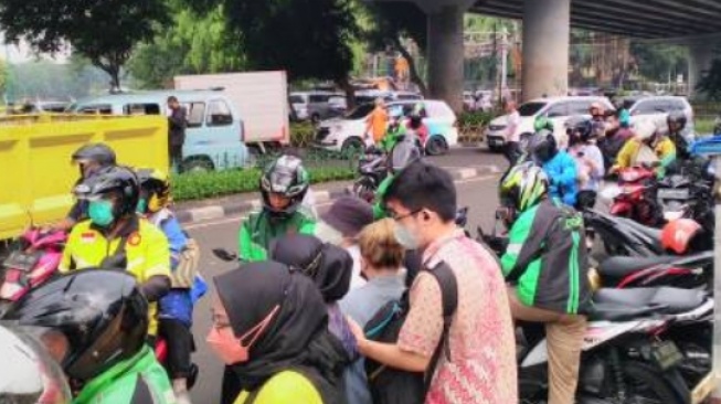 ilustrasi aksi driver ojol di Palembang, Sumatera Selatan