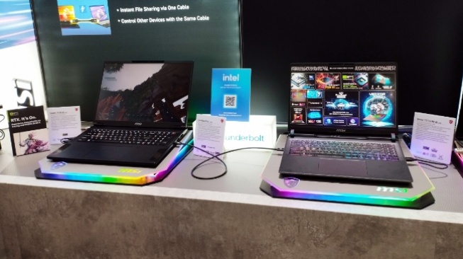 Laptop gaming MSI Stealth A16 AI di COMPUTEX 2025, Rabu 21 Mei 2025. [Suara.com/ Agung Pratnyawan]