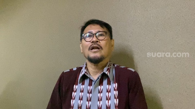 Ketua LMKN, Dharma Oratmangun dalam sebuah wawancara di kawasan Senayan, Jakarta, Jumat, 23 Mei 2025. [Suara.com/Adiyoga Priyambodo]