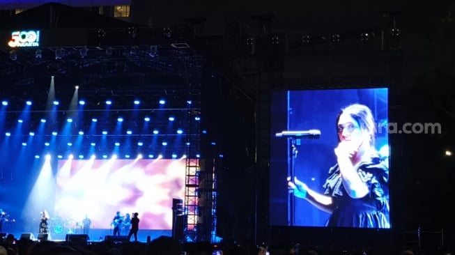 Bernadya dalam acara Soundfest 2025 di Jiexpo Kemayoran, Jakarta Pusat pada Sabtu, 24 Mei 2025